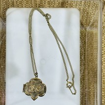 Girl Scout  18&quot; Trefoil Locket &amp; Chain 1950&#39;s Scouting Gold Tone Metal - £19.40 GBP