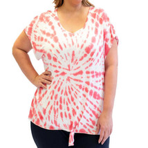 Nanette Lepore Womens Activewear Plus Size Tie Dyed T-Shirt Color Guava ... - £23.66 GBP