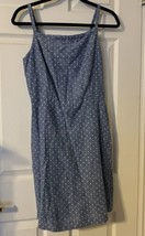 Old Navy Womens Sun Dress Blue Denim Shirred Smocked  Back Polka Dot Medium - $14.99