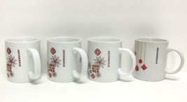 STARBUCKS COFFEE COMPANY LOT (4) 12 oz WHITE HOLIDAY FLORAL PRINT CUPS/M... - $67.98