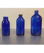 Set of 3 Antique Haley's M.O. Bottles | Cobalt Blue Glass Medicine | Apo... - $55.00