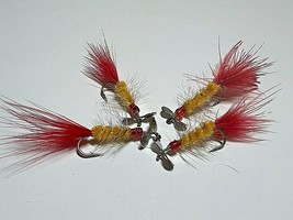 2022---- Crappie Spinner Flies, Yellow-Red, Size 6, sold per 4, HOT!! - £4.97 GBP