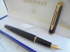 WATERMAN HEMISPHERE fountain pen in matte black and gold In it&#39;s gift bo... - £69.74 GBP