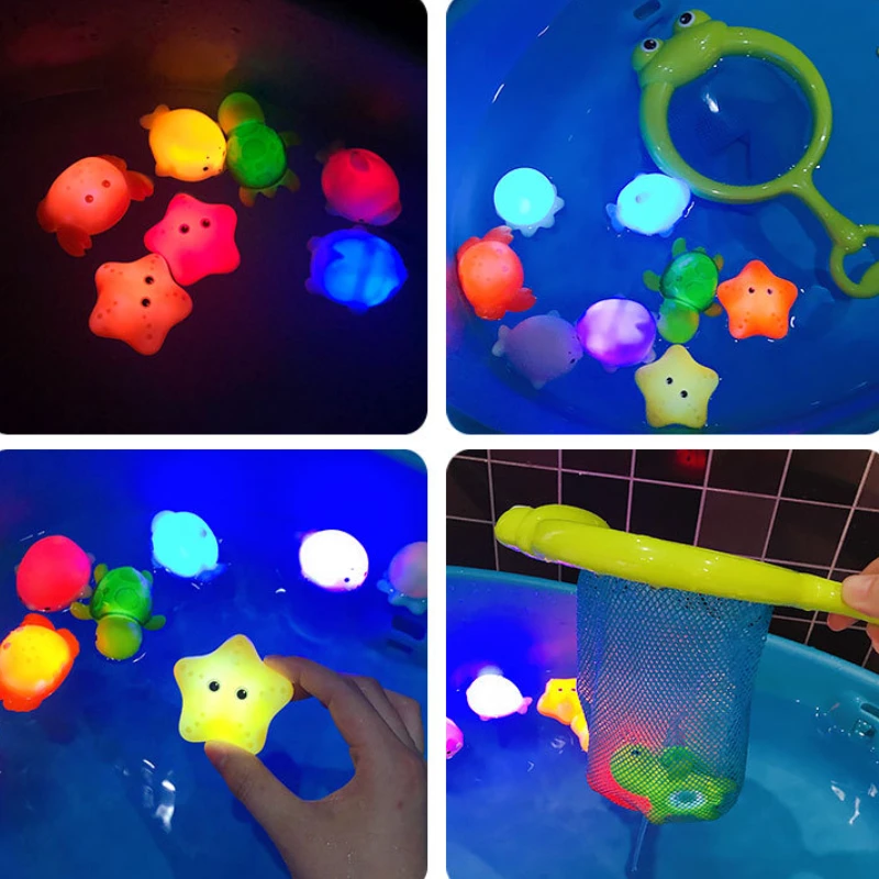 Soft Rubber Float Induction Luminous Frogs for Kids Baby Bath Toy Cute Animals - £10.15 GBP+