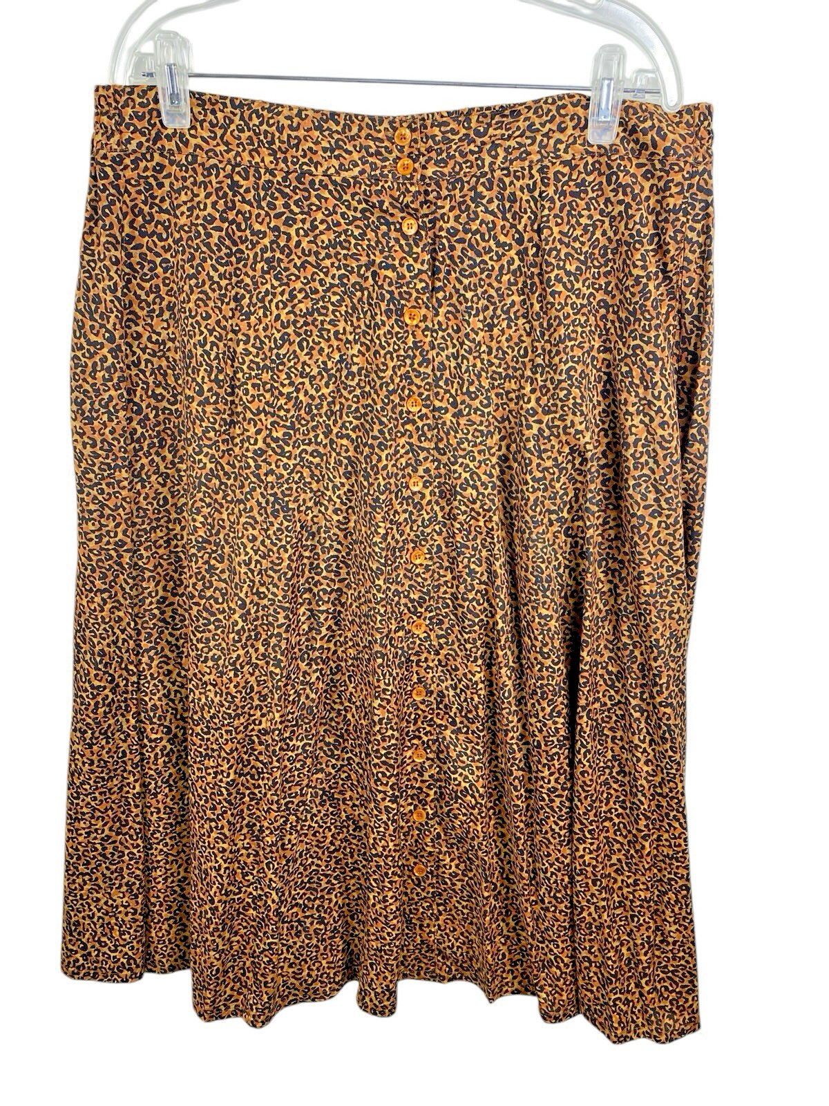 Vintage Kathryn Deene Skirt Button Up Leopard Animal Print 18/20 Midi Ro... - $49.72
