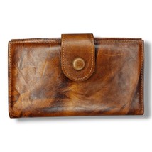 Vintage Rolfs Cowhide Leather Wallet Kisslock Coin Purse Checkbook Brown New - £18.46 GBP