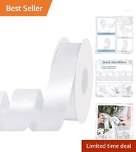Luxurious 30 Yards White Satin Ribbon - 1 Inch, Perfect for Crafts and E... - $17.77