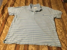 Men&#39;s American Eagle Outfitters Polo Style Shirt--Size L--Blue/White Str... - £3.92 GBP