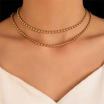 18K Gold-Plated Ball-Chain Necklace Set - £11.21 GBP