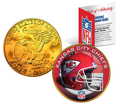 KANSAS CITY CHIEFS NFL 24K Gold Plated IKE Dollar US Coin * NFL LICENSED * - $12.16