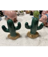 Beautiful 5&quot; Green Catcus salt &amp; pepper shakers. - $14.94 CAD
