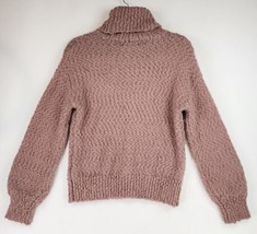 Yet Again Sweater Womens Small Pink Fluffy Soft Knitted Preppy Turtle Ne... - £23.67 GBP