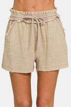 Zenana Washed Frayed Hem Drawstring Shorts - $23.11