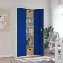 File Cabinet Light Grey and Blue 90x40x200 cm Steel - £172.14 GBP