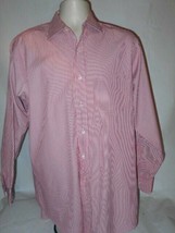 Brooks Brothers Button Up Shirt Mens Size 16 Red White Stripe Long Sleeve Cotton - £7.78 GBP