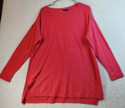Ann Taylor T Shirt Top Womens Size XL Pink Acrylic Long Sleeve Round Neck Slit - £12.54 GBP