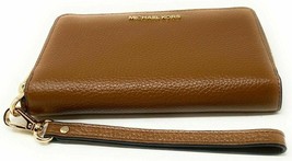 NWB Michael Kors Jet Set Phone Case Wallet Wristlet Brown Leather $198 Dust Bag - £69.11 GBP
