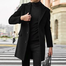 Men Plus Size Winter Coat Lapel Collar Long Sleeve Padded Leather Jacket Vintage - £70.90 GBP