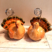 2 Ceramic Turkey Thanksgiving Place Card Holders Dinner Party - £13.44 GBP