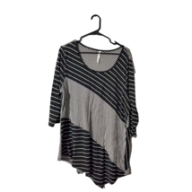 NY Collection Women Plus Size Black &amp; White Stripe Tunic Top Blouse Shirt - £13.14 GBP