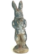 Peter Rabbit 21&quot; Tall Weathered Concrete Statue Alice in Wonderland Cement Worn - £277.04 GBP