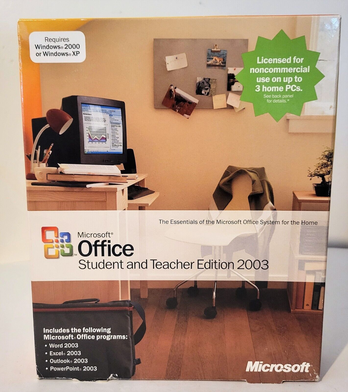 Microsoft Office Student and Teacher Edition 2003 Word Excel w/ Key, Genuine 3PC - $18.66