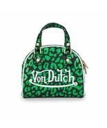 Von Dutch Lime Green Cheetah Bowling Bag Crossbody Vegan Leather New w/ Tag - $79.19