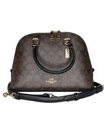 Coach Katy Satchel In Signature Canvas Purse Handbag Brown/Black No. 2558 - $215.99