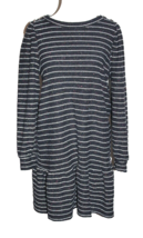 Loft Women&#39;s Black White Round Neck Long Sleeve Pullover Striped Dress S... - £14.17 GBP