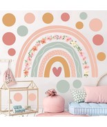 Large Rainbow Flower Wall Stickers Boho Polka Dots Wall Decal Vinyl for ... - £17.37 GBP