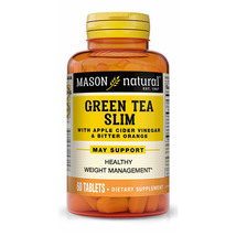 Mason Natural Green Tea Slim w/ Apple Cider Vinegar &amp; Bitter Orange, 60 Tablets - £16.42 GBP