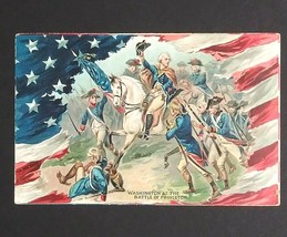 George Washington at Battle of Princeton Embossed Tucks Postcard Saxony 1909 - $14.99