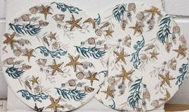 Set Of 2 Kitchen Round Braided Placemats(14.5&quot;) Sealife Starfish &amp; Seashells Kdd - $29.98