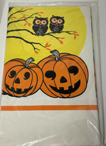 Vintage Halloween paper tablecloth Reed Table Cover 52x96 Pumpkins Owls NOS - $18.62