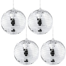 4 Pack Mirror Disco Ball, 6 Inches Cool And Fun Silver Hanging Party Disco Ball  - £44.37 GBP