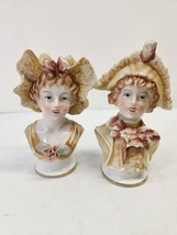 Vtg Victorian Man &amp; Woman Busts Porcelain Figurine Bud Vase Germany THAMES 4961 - £41.70 GBP