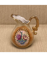 Vintage Enesco miniature porcelain pitcher embroidery style flowers Japan - $112.22 MXN