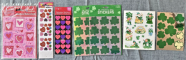 Valentine&#39;s Day &amp; St. Patrick&#39;s Day Sticker Sheets Lot of 7 Some Used SKU - £26.37 GBP