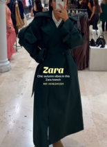ZARA BNWT 2025. BOTTLE GREEN OVERSIZE TRENCH COAT WATER REPELLENT. 0518/... - $3,274.21 MXN