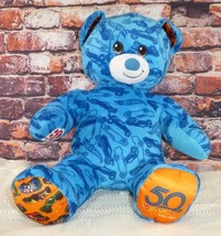 Build-A-Bear Hot Wheels 50th Anniversary Plush Teddy Bear 16&quot; Blue Orang... - $19.25