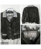 Wilsons The Leather Experts Jacket Suede Women’s XL Black 4 Button  - $23.99