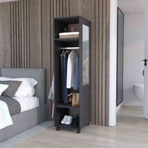 63&quot; Tall Wardrobe Armoire with Mirror, Shelves, Casters, Clothes Storage - €178,91 EUR