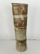 Thomas Reece Signed Art Pottery Stoneware Vase 12 1/2&quot; Tall Earth Tones,... - $55.99