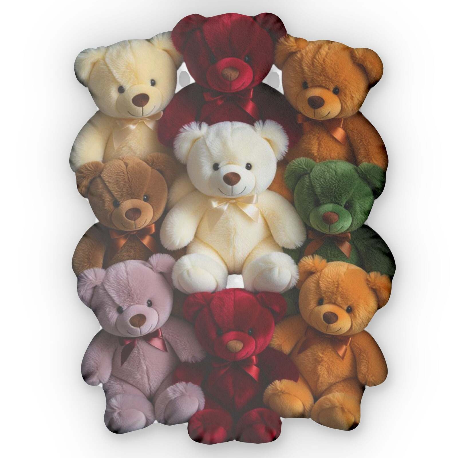 Teddy Bear Plushies Custom Shaped Pillows, Deep Burgundy Olive Taupe Hues Item image 3