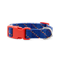YOULY The Adventurer Navy &amp; Red Webbed Nylon Dog Collar, Small - £8.90 GBP