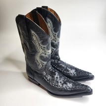 El General Limited Edition Black Ostrich Leather Cowboy Boots Men&#39;s Size 8 - £110.75 GBP