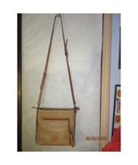 Dooney &amp; Bourke Crossbody Bag Leather Tassels Zip Pocket Tan Beige - $84.99