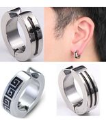 Men Women Clip On Hoop Huggie Stud Earrings,Hip Hop Stainless Steel Silv... - €2,51 EUR+