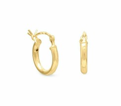 12mm Small Circle Stud Hoop Earrings Classic Women&#39;s Jewelry 14K Yellow Gold Fn - £58.20 GBP