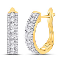 14kt Yellow Gold Womens Round Diamond Hoop Earrings 7/8 Cttw - £971.00 GBP